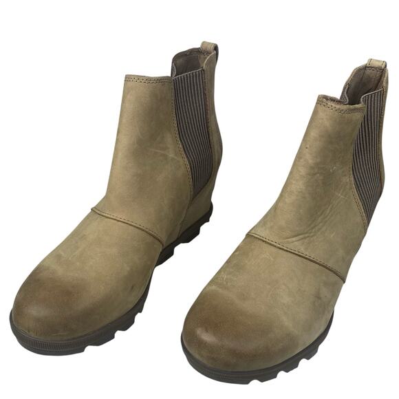 Sorel Women’s Joan Of Arctic Tan Leather Wedge Boot Size US 10 - Picture 6 of 10